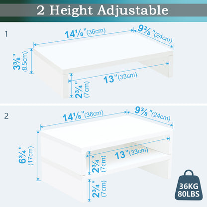 B2B 2 pack 14.2 inch  Wood Monitor Stand Riser with Storage. DS400x2