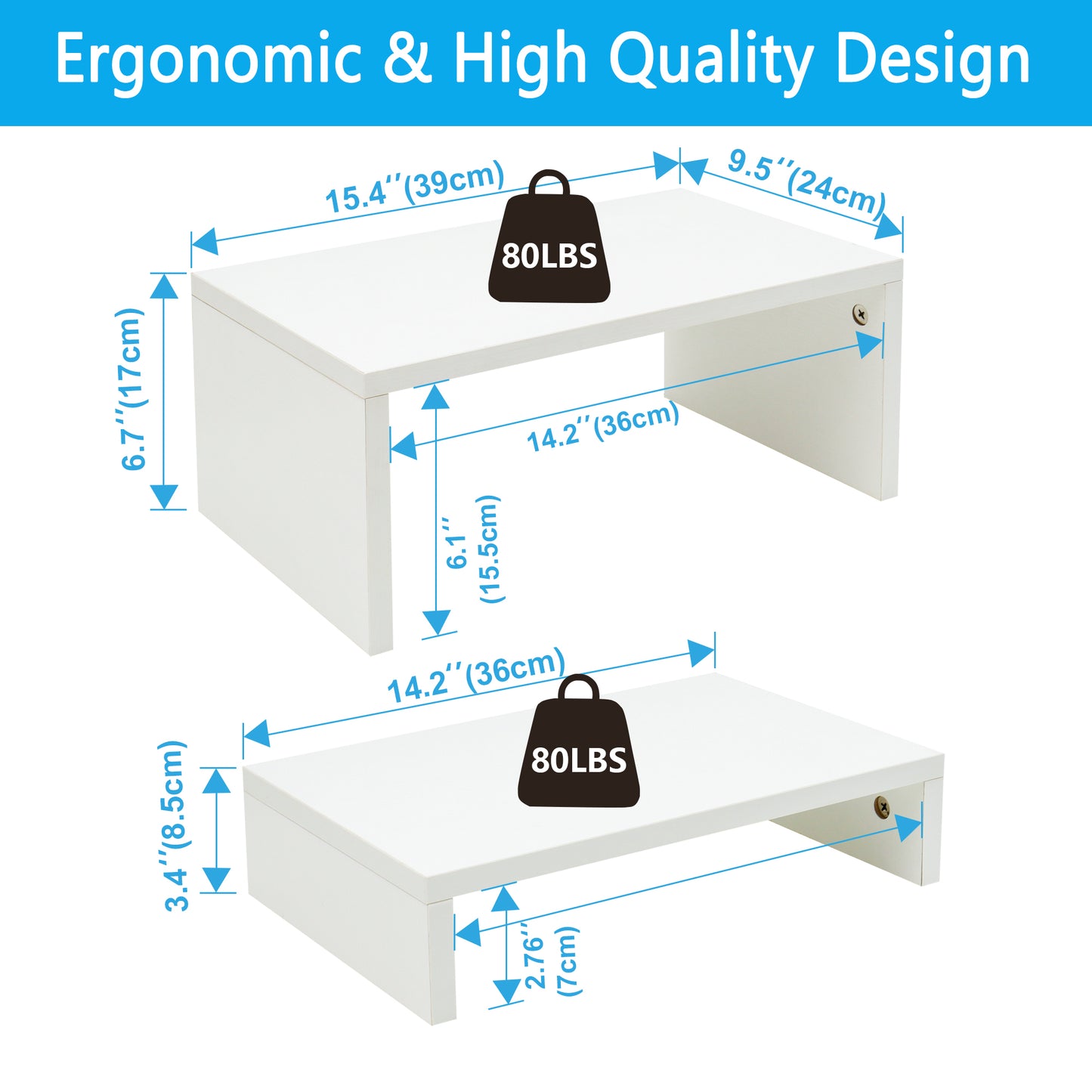 B2B Wood 2 Tier Adjustable Stand for 2 Monitors/Laptop/PC. DS402