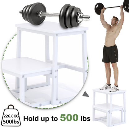B2B Two Step Stool for Adults,Holds up to 500Lb,Wooden&Metal Frame. SK402