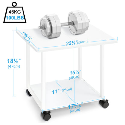 22"x15.75" Large Under Desk Printer Stand. 2-Tier Rolling Printer Cart with Wheels. KS200