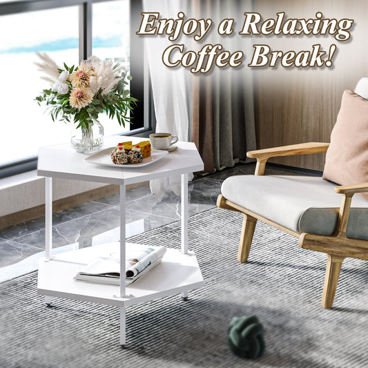 B2B Small Regular Hexagon Side End Table, Modern Minimalist Nightstand for Living Room Bedroom. TC01