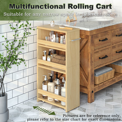 B2B 4-Tier Slim Storage Cart with Handles, Rolling Pull-Out Organizer. KS4