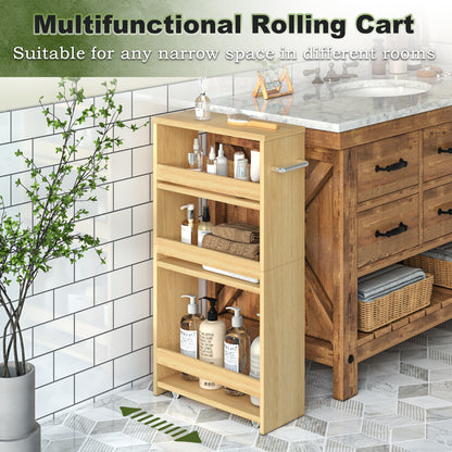 B2B 4-Tier Slim Storage Cart with Handles, Rolling Pull-Out Organizer. KS4