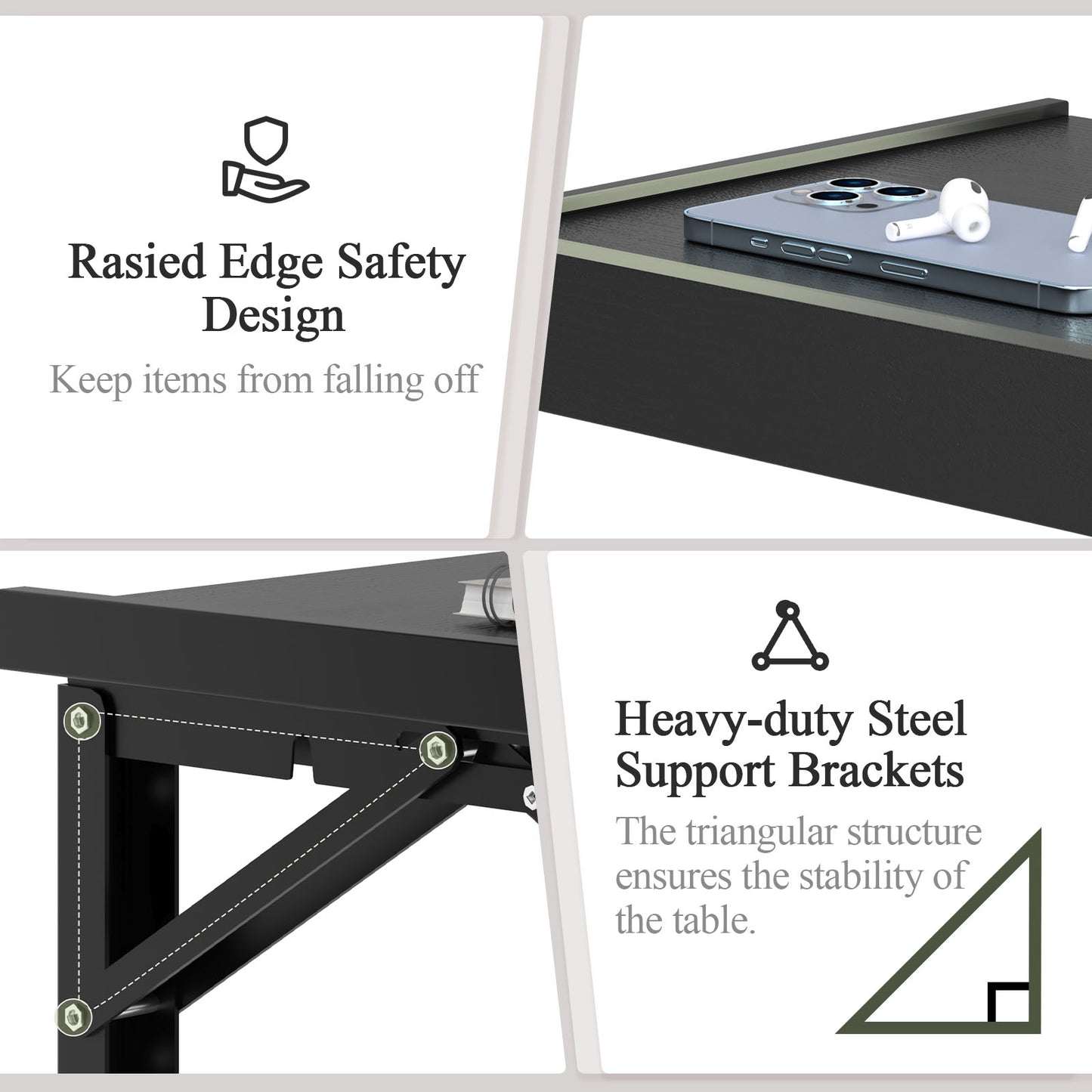 B2B 16.5''x12'' Space Saving Wall Mounted Folding Bedside Tray Shelf. RSW430