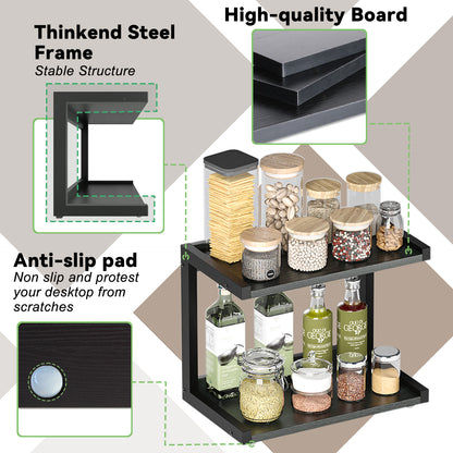12.6"×7.7" 2-Tier Wood Counter Shelf, Kitchen Spice Rack Organizer. KS0021