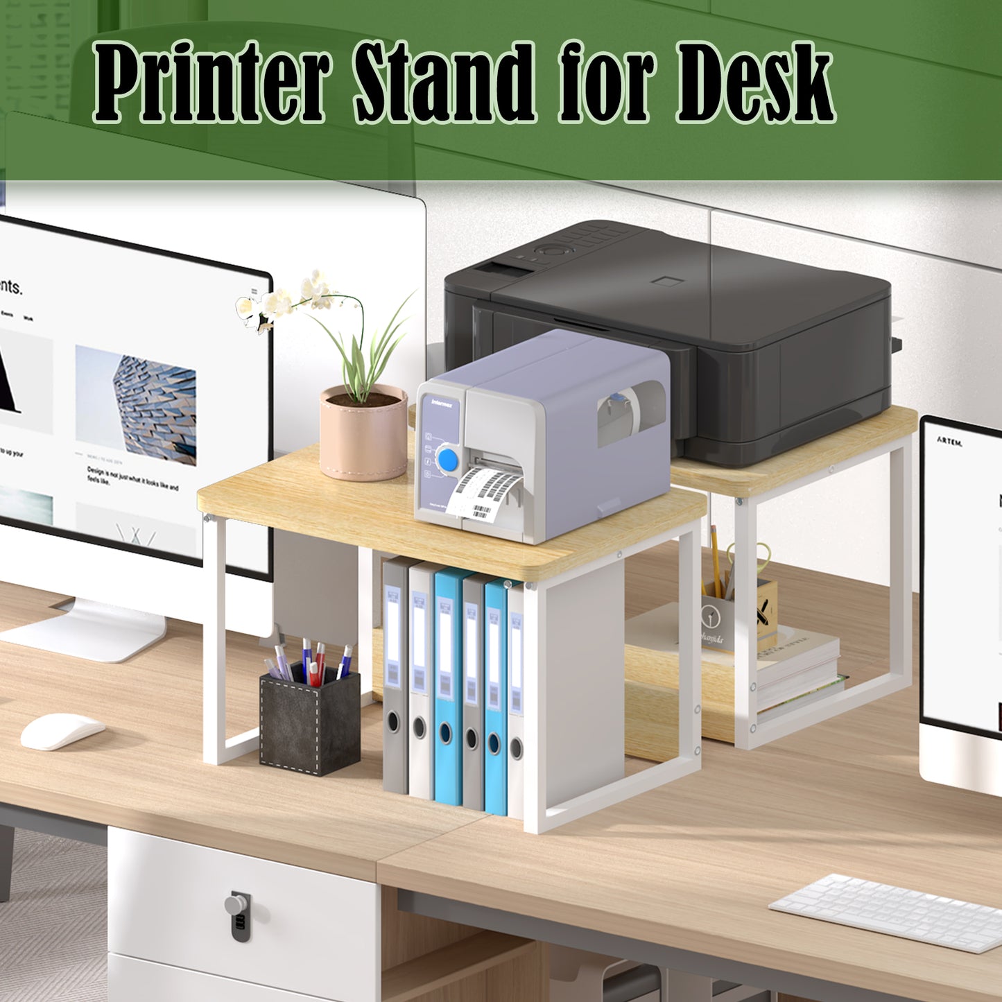 B2B 2 Pack Printer Stand for Desk, Shelf Organzier. KS001×2