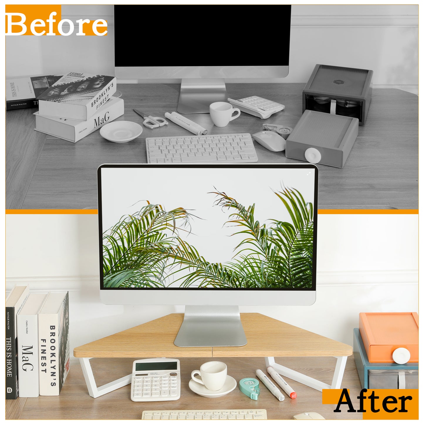 26 inch Triangle Monitor Stand Riser, Desktop Corner Shelf. DST600