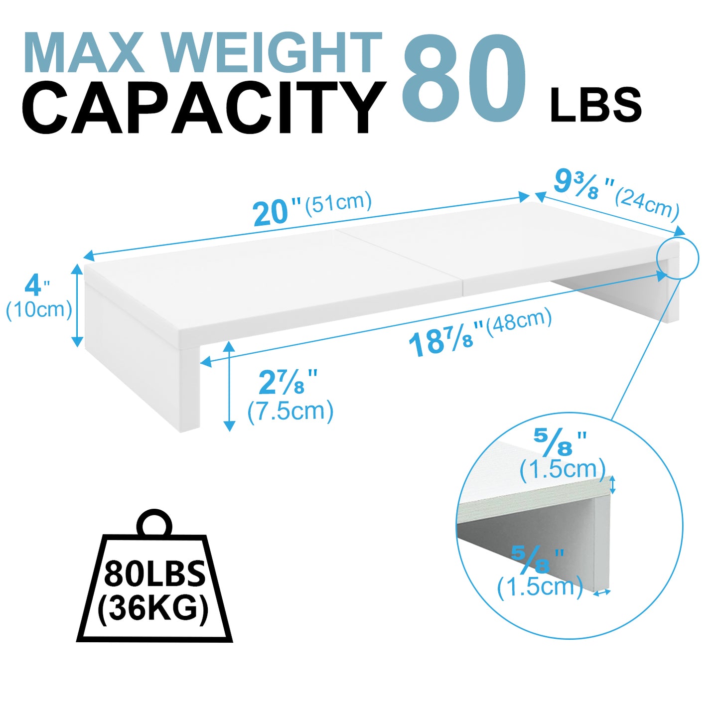 B2B 2-Pack 20" Wood Monitor Stand Riser with Keyboard Shelf. DS500X2