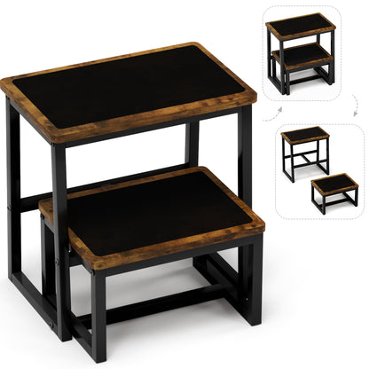 B2B Two Step Stool for Adults,Holds up to 500Lb,Wooden&Metal Frame. SK402