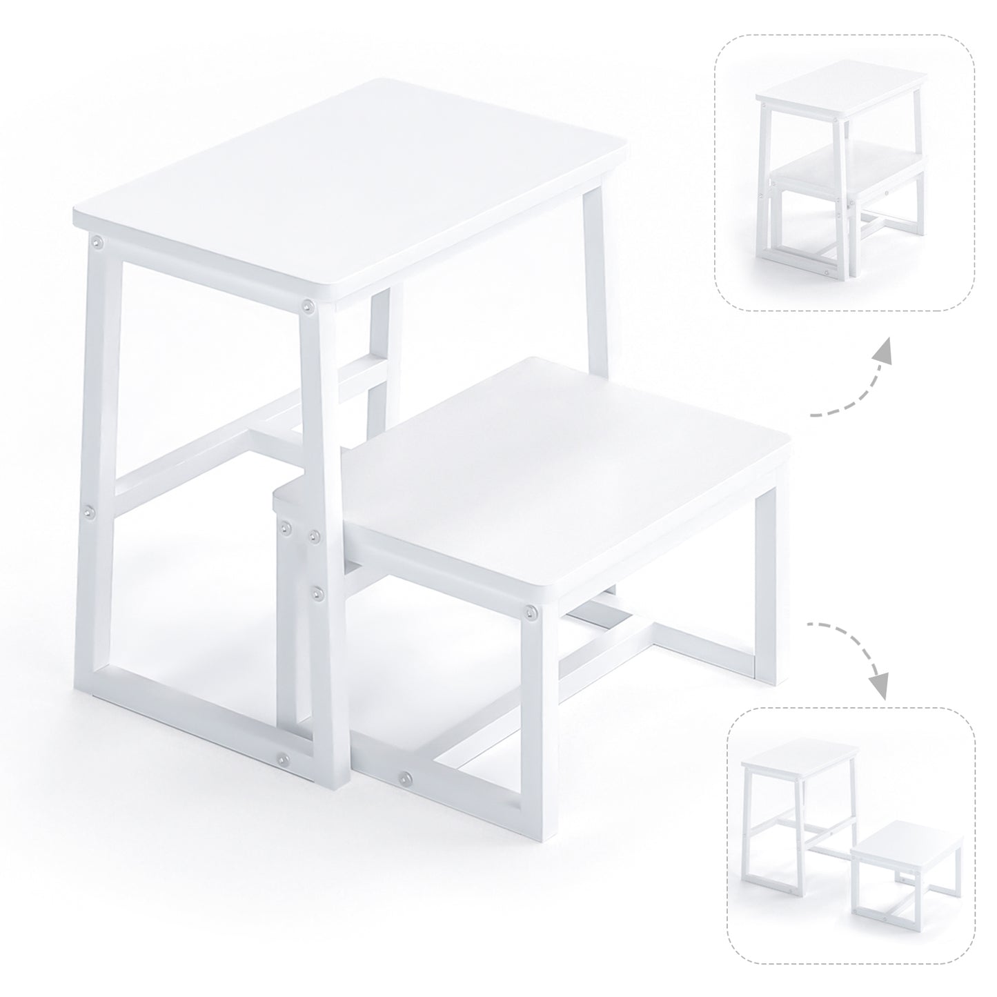 B2B Two Step Stool for Adults,Holds up to 500Lb,Wooden&Metal Frame. SK402