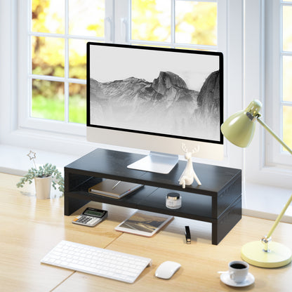 B2B 2-Pack 20" Wood Monitor Stand Riser with Keyboard Shelf. DS500X2