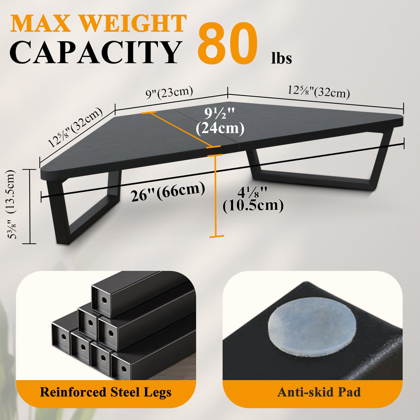 26 inch Triangle Monitor Stand Riser, Desktop Corner Shelf. DST600