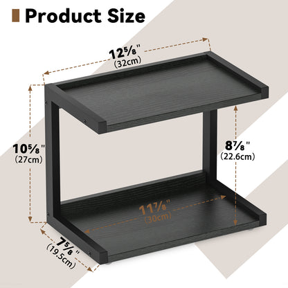 12.6"×7.7" 2-Tier Wood Counter Shelf, Kitchen Spice Rack Organizer. KS0021