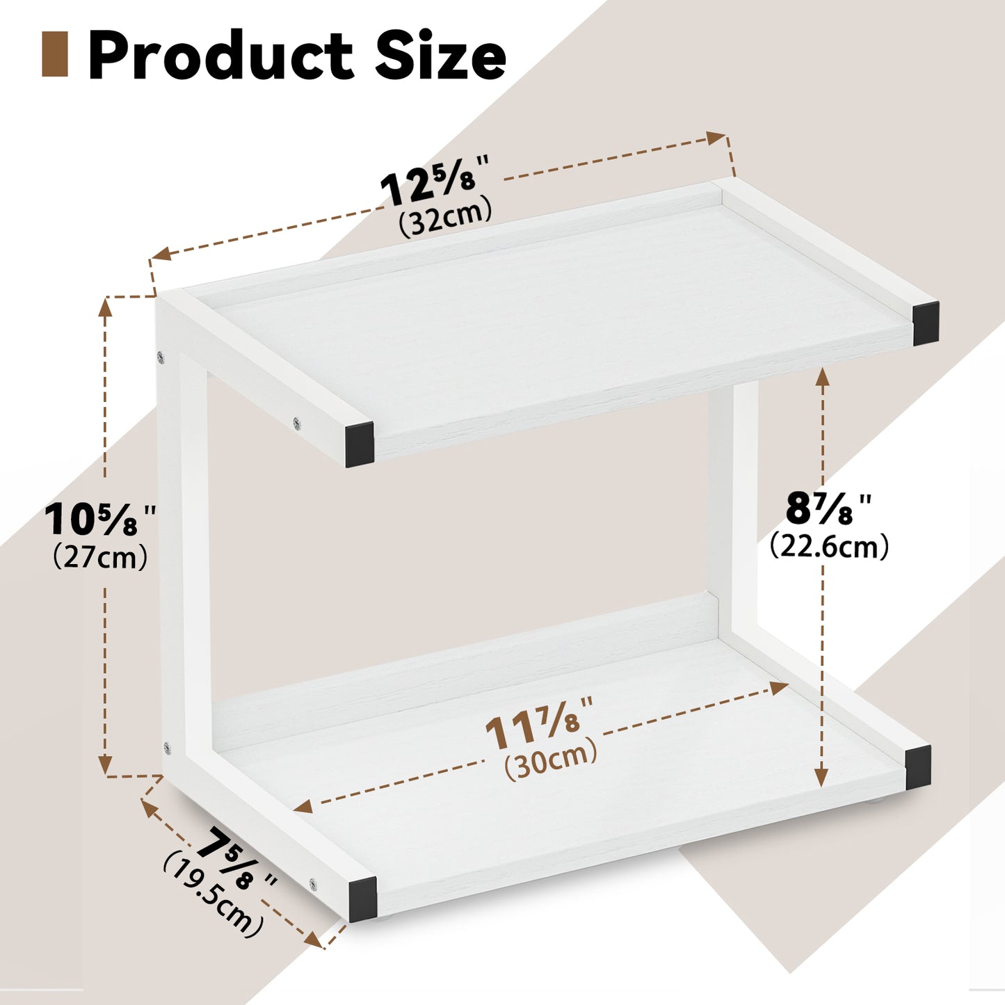 12.6"×7.7" 2-Tier Wood Counter Shelf, Kitchen Spice Rack Organizer. KS0021