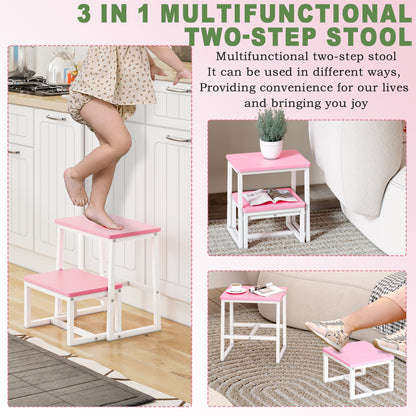 B2B Two Step Stool for Adults,Holds up to 500Lb,Wooden&Metal Frame. SK402