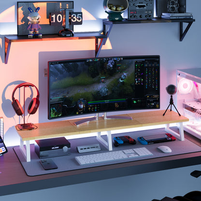 42 inch Large Dual Monitor Riser, Wood & Steel Desktop Riser Desk Organization. DS100