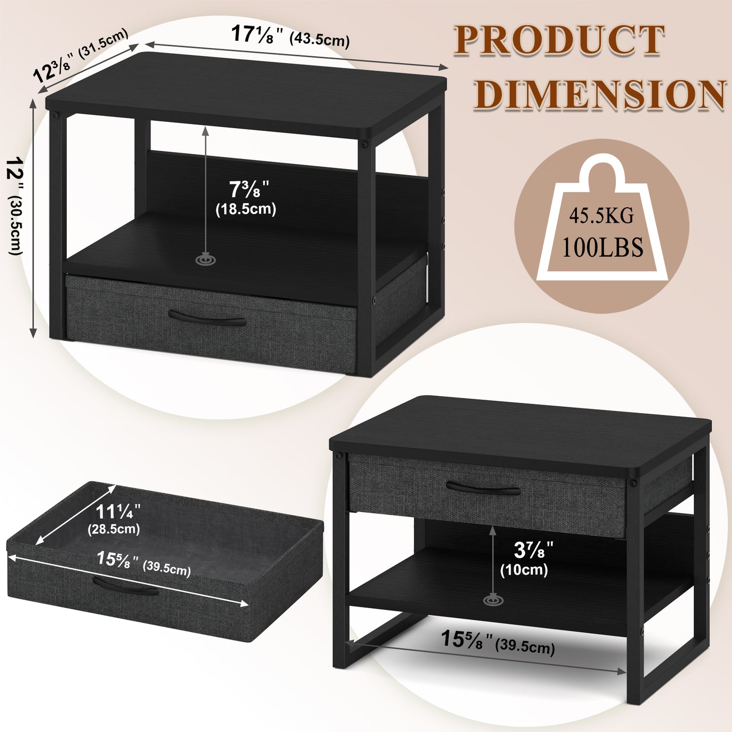B2B Printer Stand with Storage Drawer for Desk, 2-Tier Desktop Shelf Organzier. KS0011