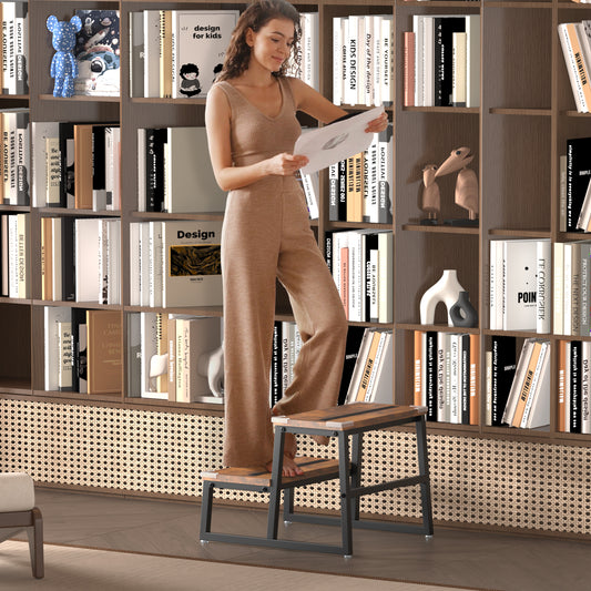 B2B Step Stool for Adults & Kids Holds up to 500Lb, Wooden&Metal. SK302