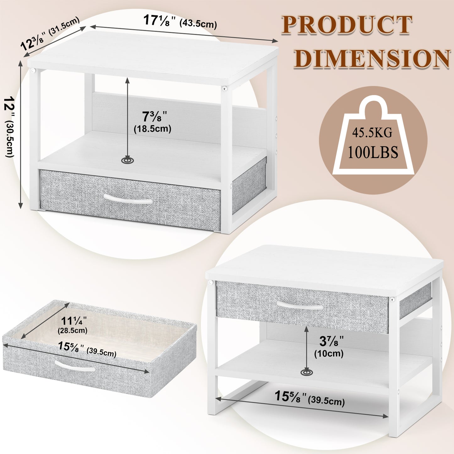B2B Printer Stand with Storage Drawer for Desk, 2-Tier Desktop Shelf Organzier. KS0011