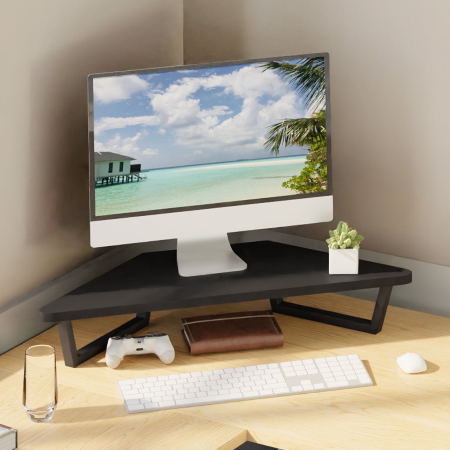26 inch Triangle Monitor Stand Riser, Desktop Corner Shelf. DST600
