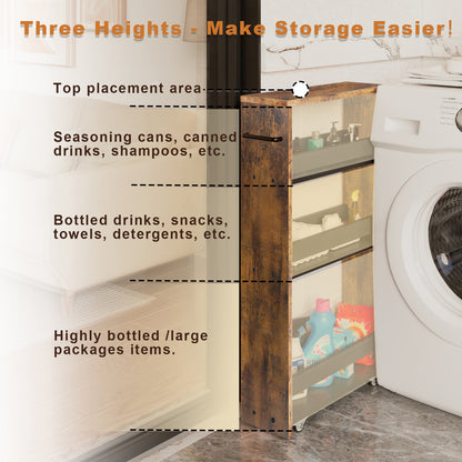 4-tier slim storage cart with handles, a pull-out rolling multifunctional cart suitable. KS4