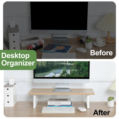 24 inch Dual Monitor Riser, Wood & Steel Desktop Riser Desk Organization. DS101