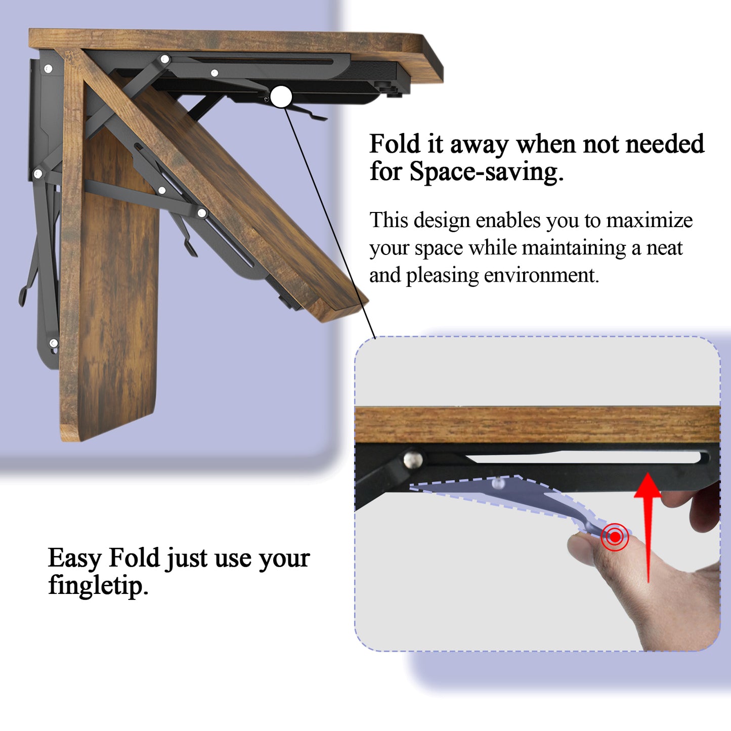 23.6"W x 11.8"D Folding Wall Table, Floating Desk for Small Spaces. RSW630