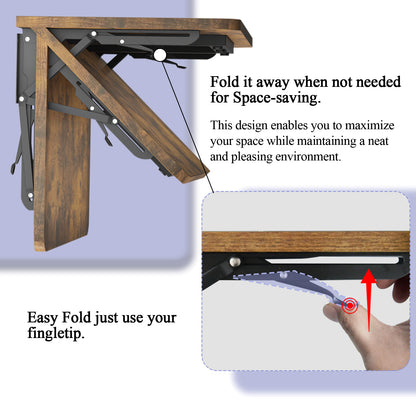 23.6"W x 11.8"D Folding Wall Table, Floating Desk for Small Spaces. RSW630