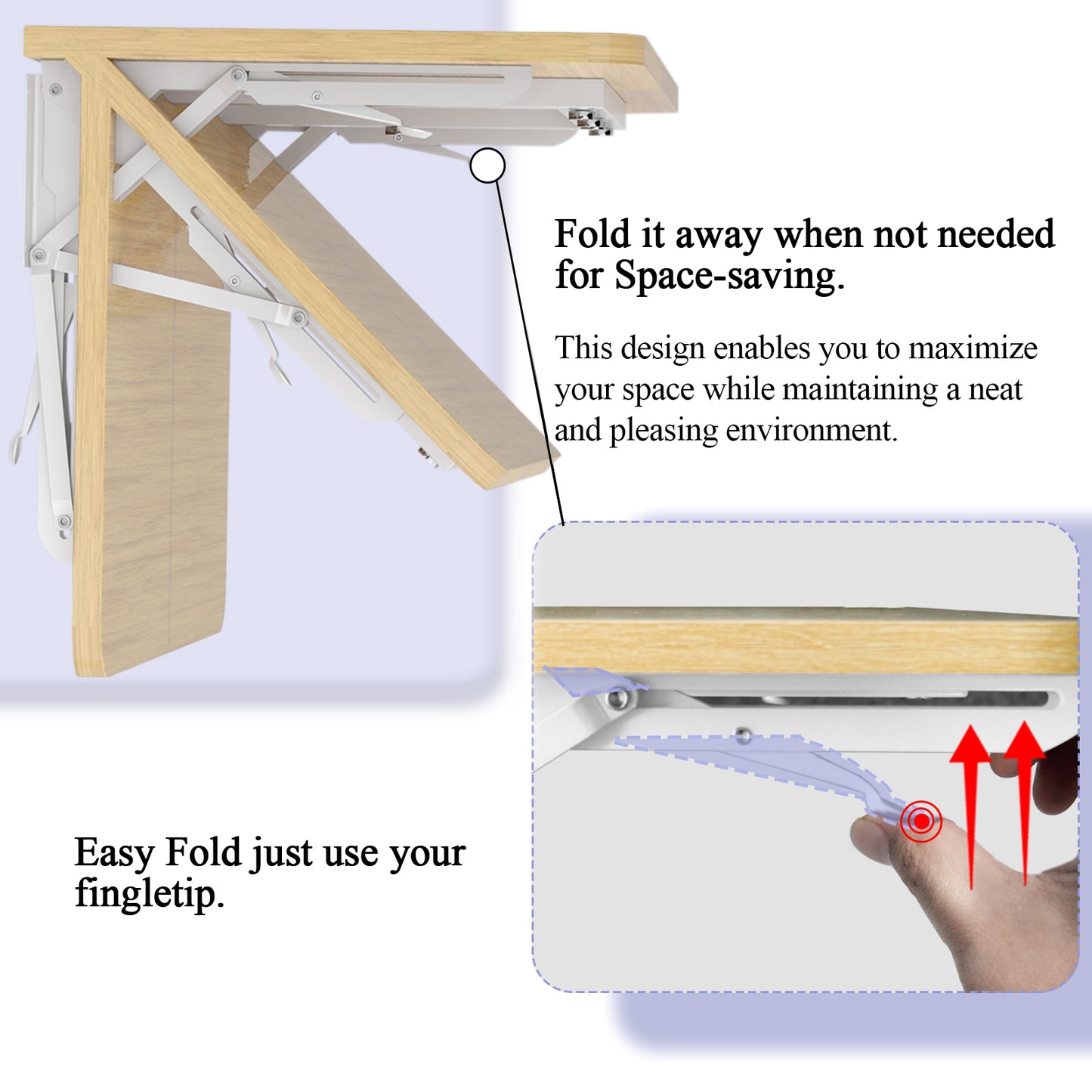 23.6"W x 11.8"D Folding Wall Table, Floating Desk for Small Spaces. RSW630