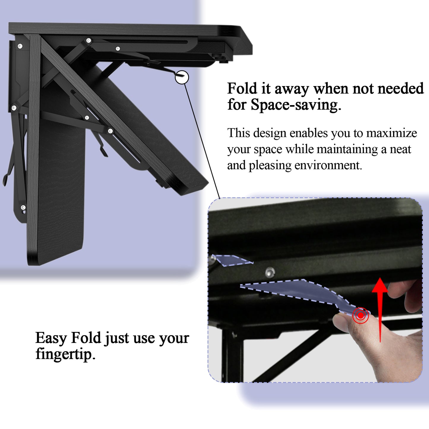 23.6"W x 11.8"D Folding Wall Table, Floating Desk for Small Spaces. RSW630