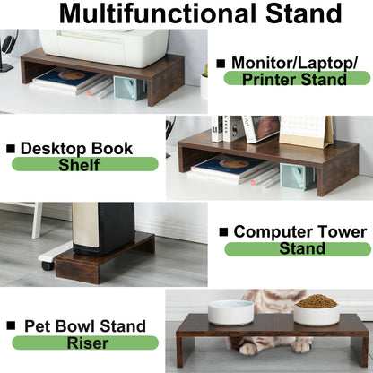 B2B 2-Pack 20" Wood Monitor Stand Riser with Keyboard Shelf. DS500X2
