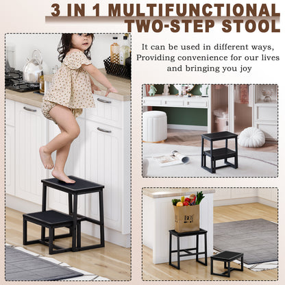 B2B Two Step Stool for Adults,Holds up to 500Lb,Wooden&Metal Frame. SK402