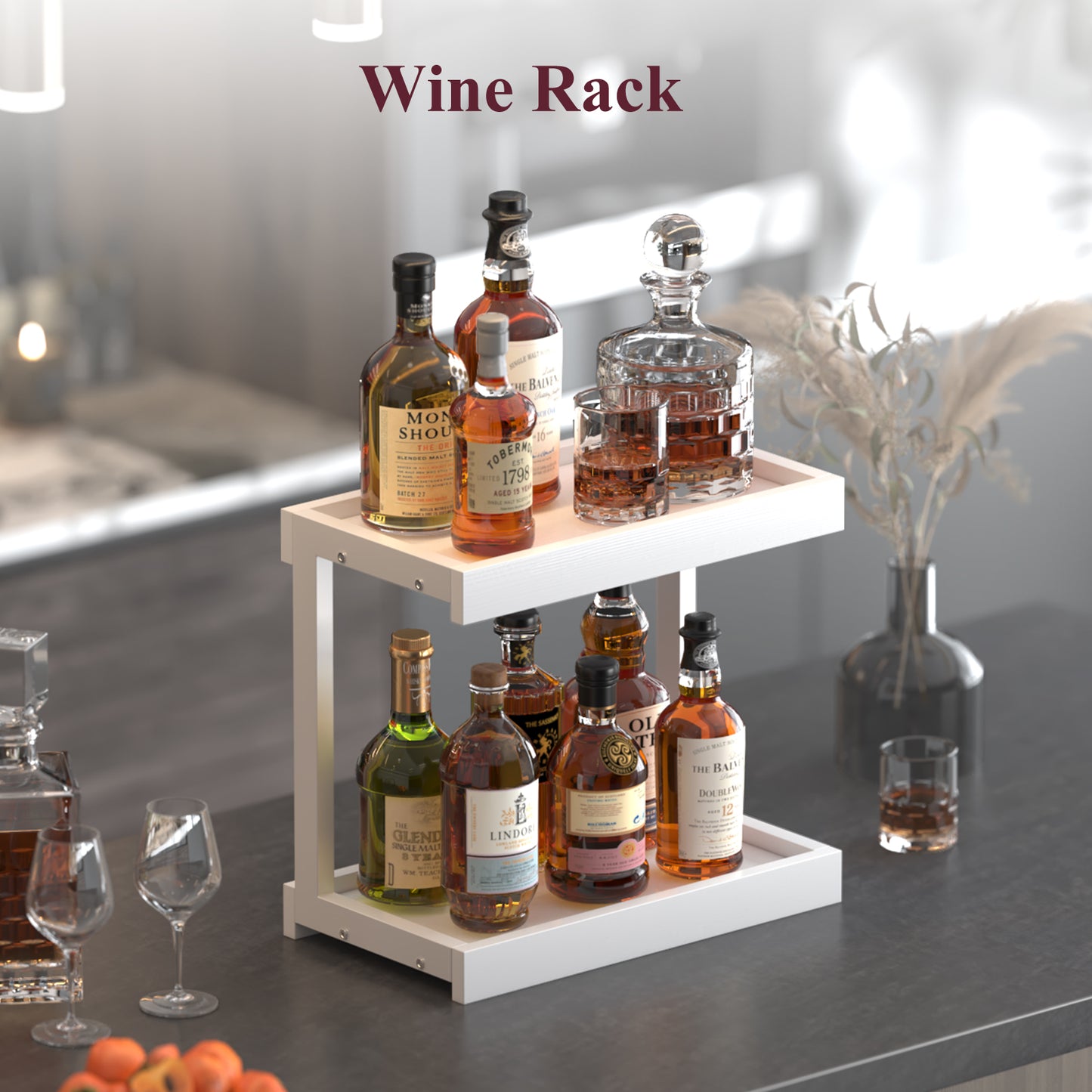 2 Tier 15.75"x8.9" Large Countertop Shelf Organizer Spice Rack. KS0022