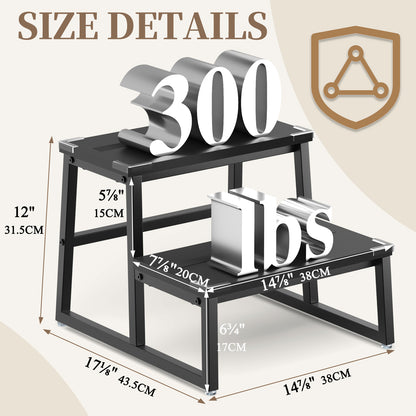 B2B Step Stool for Adults & Kids Holds up to 500Lb, Wooden&Metal. SK302