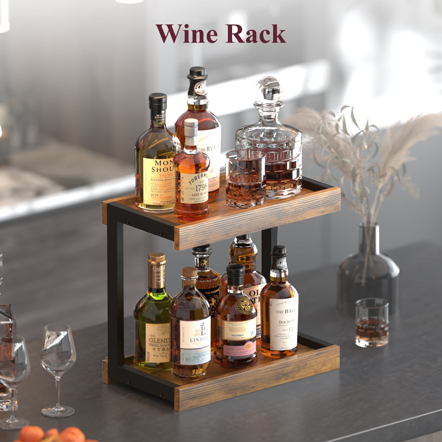 2 Tier 15.75"x8.9" Large Countertop Shelf Organizer Spice Rack. KS0022