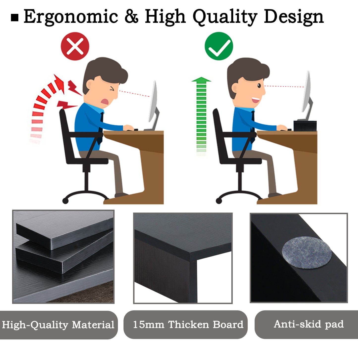 B2B 2 pack 14.2 inch  Wood Monitor Stand Riser with Storage. DS400x2