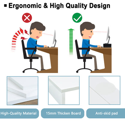 B2B 2-Pack 20" Wood Monitor Stand Riser with Keyboard Shelf. DS500X2