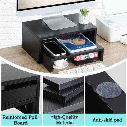B2B Wood 2 Tier Adjustable Stand for 2 Monitors/Laptop/PC. DS402
