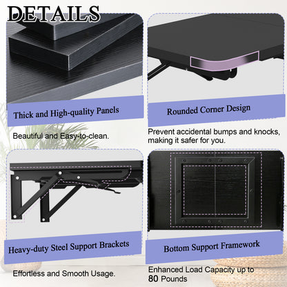 23.6"W x 11.8"D Folding Wall Table, Floating Desk for Small Spaces. RSW630