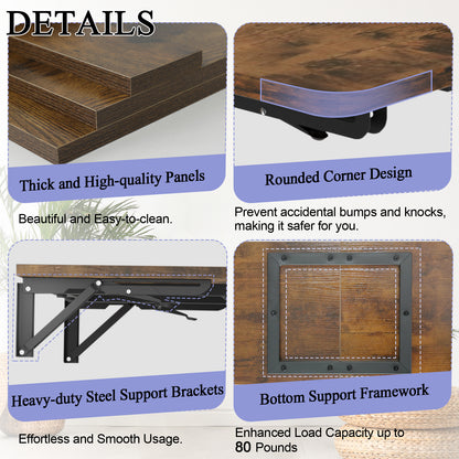 B2B 23.6"W x 11.8"D Wall Mounted Folding Table, Floating Desk. RSW630