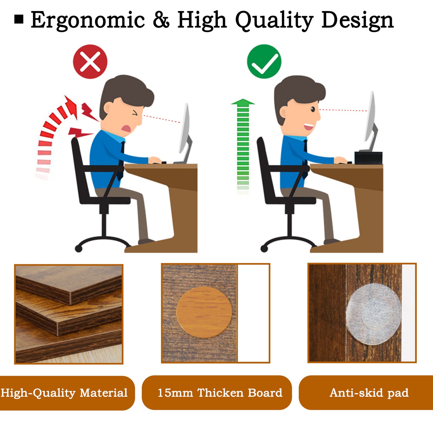 B2B 2 pack 14.2 inch  Wood Monitor Stand Riser with Storage. DS400x2