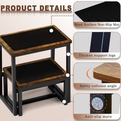 B2B Two Step Stool for Adults,Holds up to 500Lb,Wooden&Metal Frame. SK402