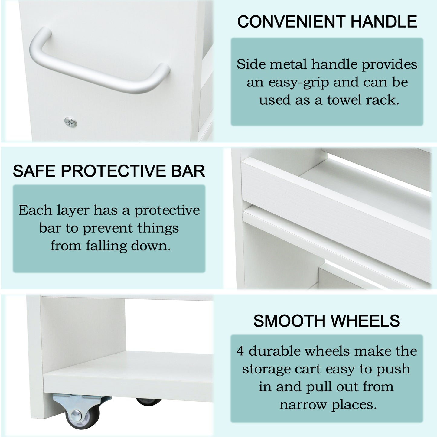4-tier slim storage cart with handles, a pull-out rolling multifunctional cart suitable. KS4