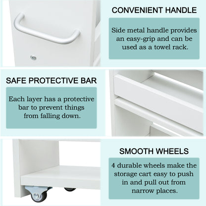 4-tier slim storage cart with handles, a pull-out rolling multifunctional cart suitable. KS4