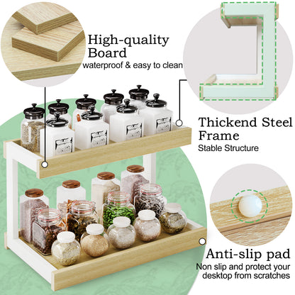 2 Tier Spice Rack Organizer for Countertop, Counter Shelf Desktop Storage. KS002
