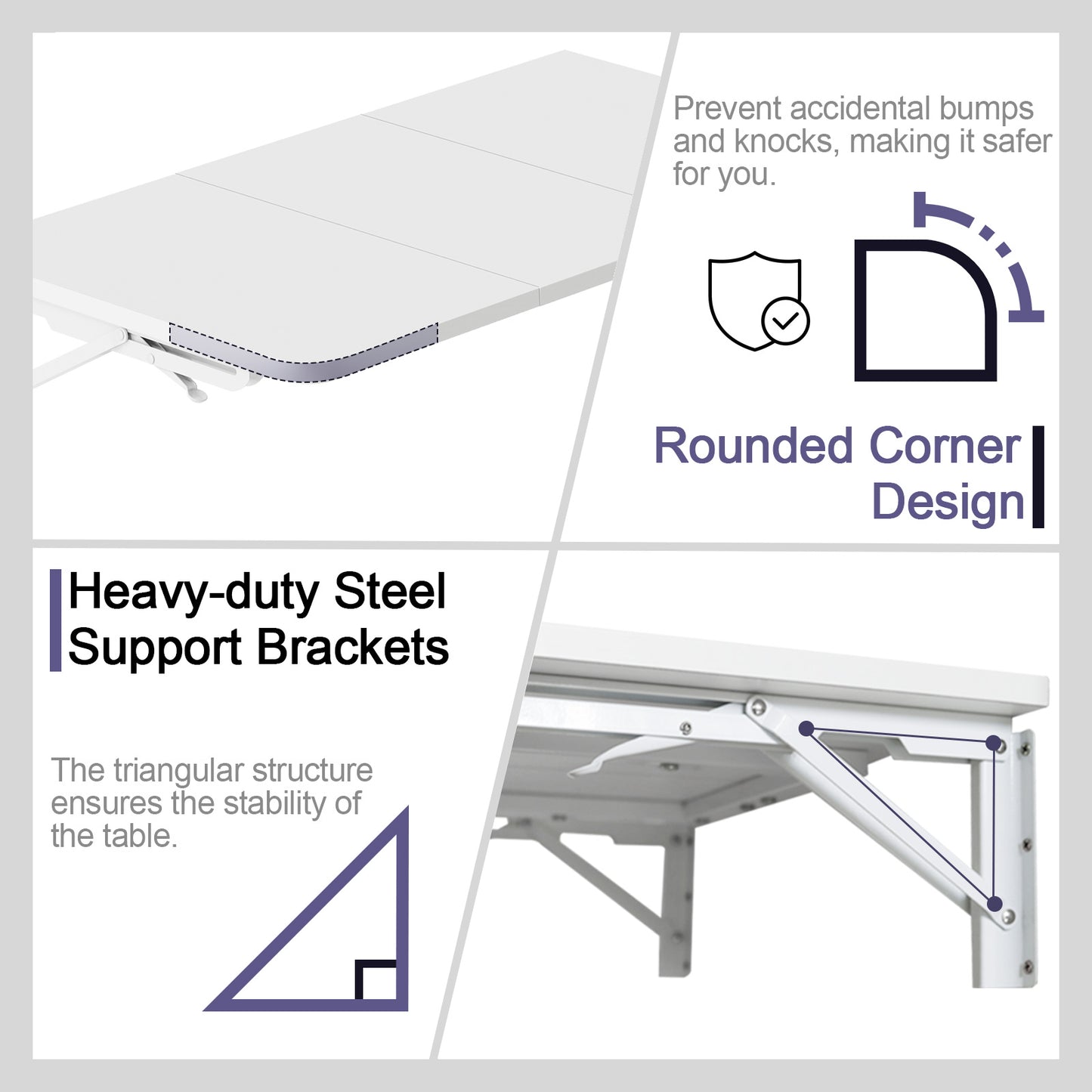 B2B 29.9"W x 15.7"D Folding Table Wall Mounted Desk with Heavy Duty Brackets for Storage. RSW840