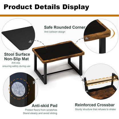 B2B Wooden&Metal Step Stool for Adults & Kids, 500 Lbs Capacity. SK400