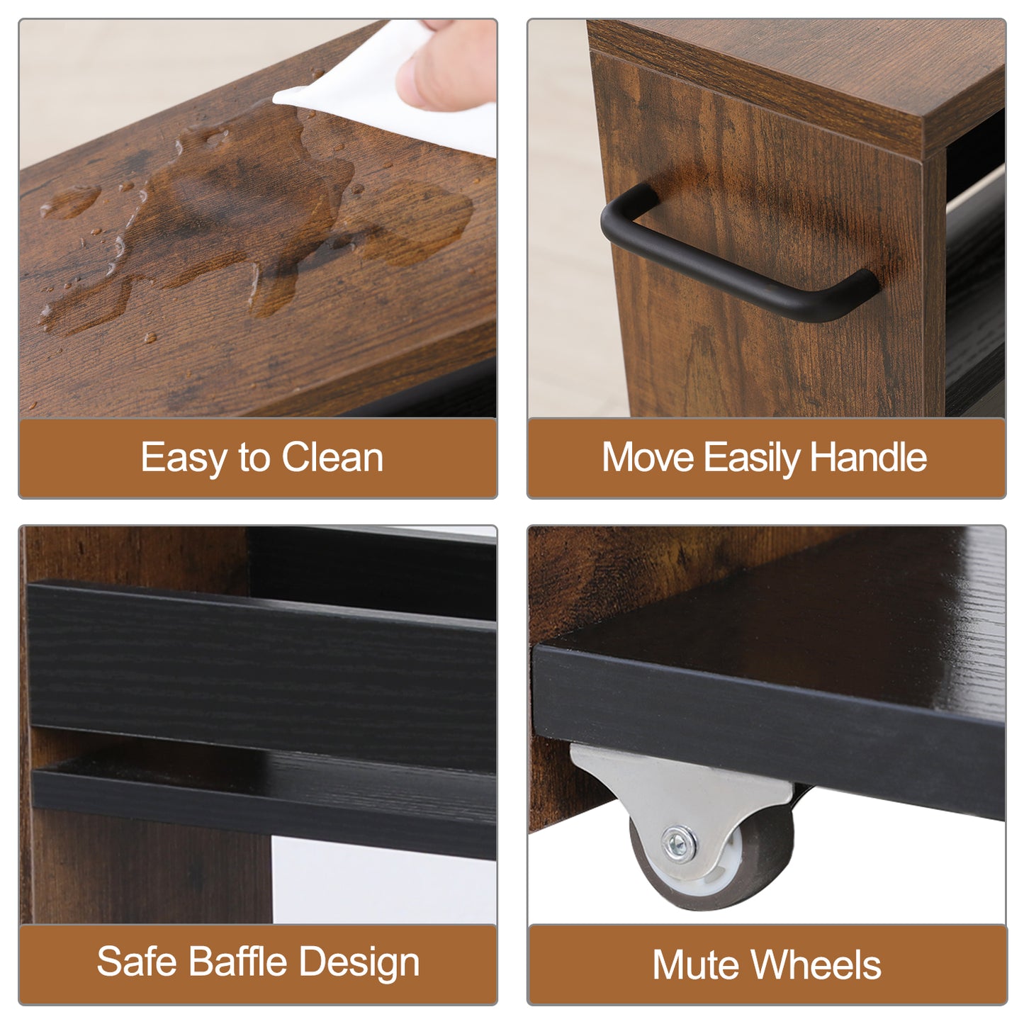 4-tier slim storage cart with handles, a pull-out rolling multifunctional cart suitable. KS4