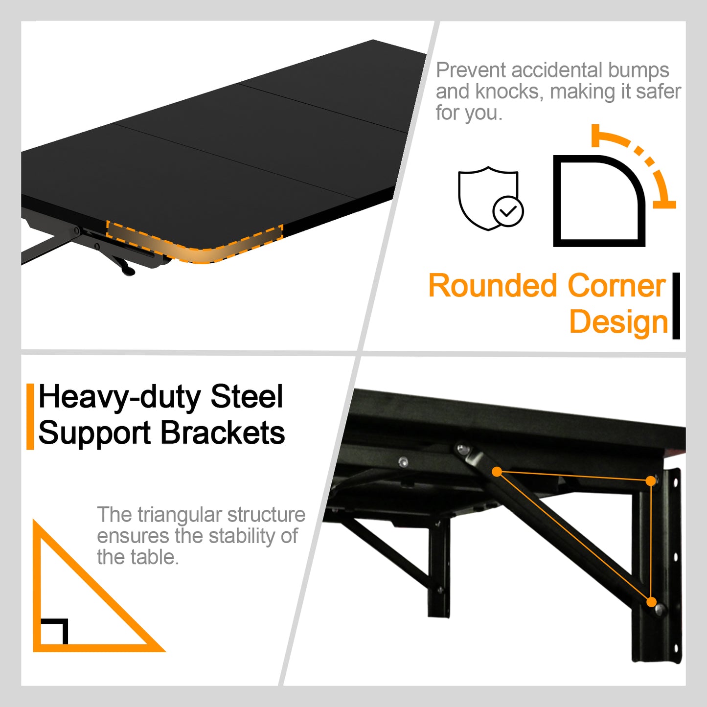 B2B 29.9"W x 15.7"D Folding Table Wall Mounted Desk with Heavy Duty Brackets for Storage. RSW840