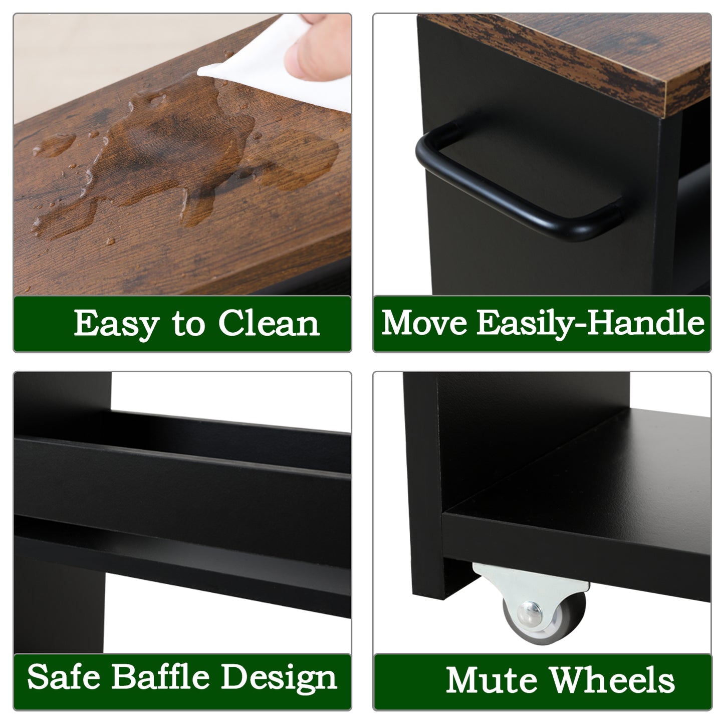 4-tier slim storage cart with handles, a pull-out rolling multifunctional cart suitable. KS4